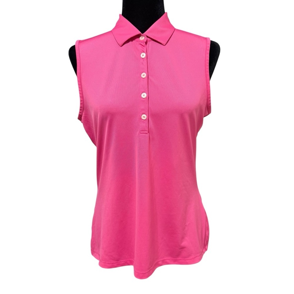 Greg Norman Hot Pink Sleeveless Polo Shirt Size Medium Stretch Golf UPF 20+ Top